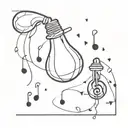 broken light bulb with diamonds and music notes coming out the top  tattoo design idea