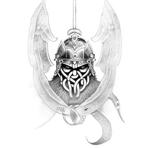 crow an viking tattoo design idea