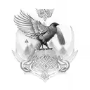 crow an viking tattoo design idea