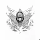 crow an viking tattoo design idea