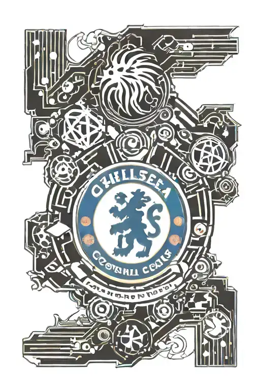 Chelsea football club logo combined with anime inspired tattoo tattoo design idea