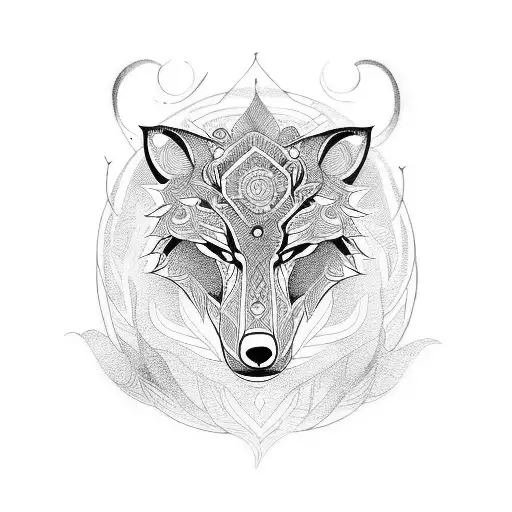 mandala wolf tattoo design idea