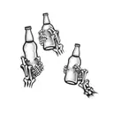 a skeleton holding a beer bottle tattoo design idea