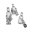 a skeleton holding a beer bottle tattoo design idea