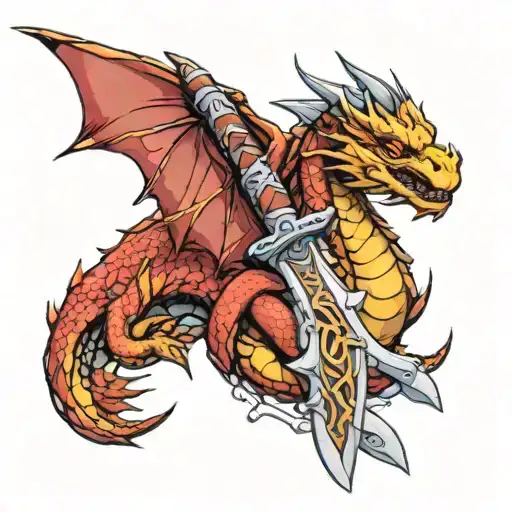 house of dragon Silverwing wrapped around a sword tattoo design idea