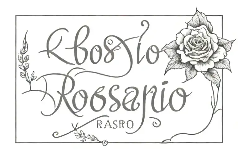 rosario name written tattoo design idea