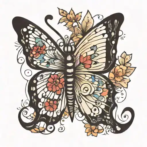 butterfly with semicolon tattoo design idea