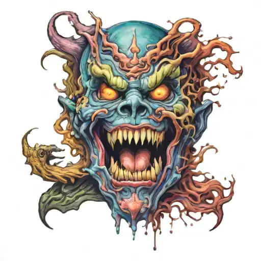 double visage gore creepy monster tattoo design idea