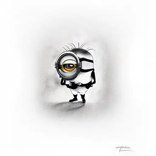 Minion drinking half cup of wine (the glass is like tose juice glasses) tattoo design idea