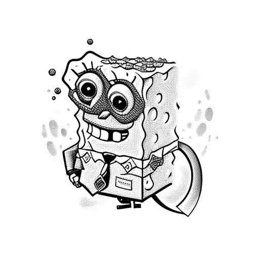 SpongeBob standing under a cloud tattoo design idea