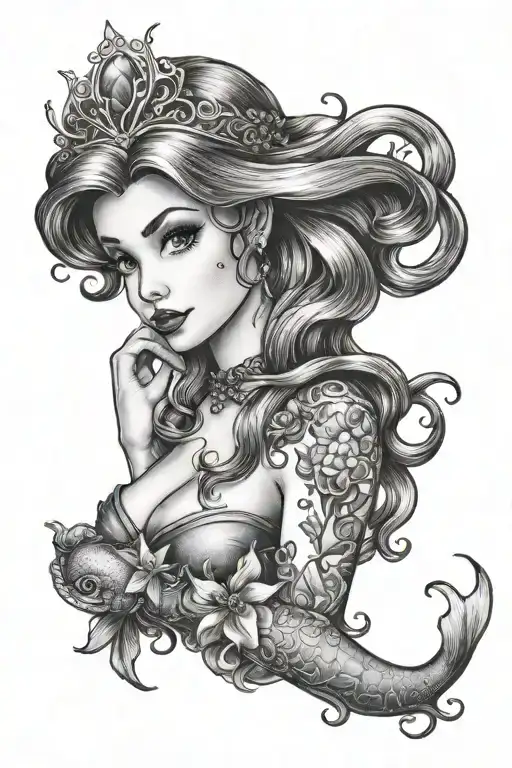 Ariel disney princess tattoo design idea