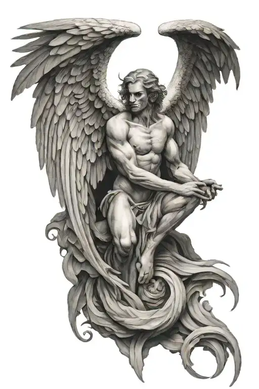 angel half demon tattoo design idea