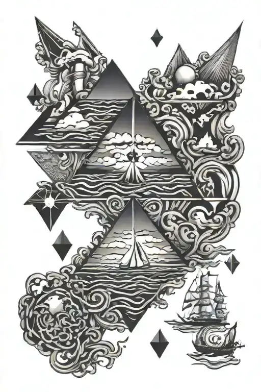 bermuda triangle tattoo design idea
