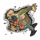 Man drowning second hand trying tattoo design idea