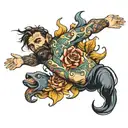 Man drowning second hand trying tattoo design idea