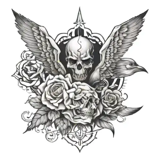 opposition between past and present tattoo design idea