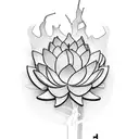 A lotus flower growing from the palm of a skeleton hand tattoo design idea