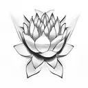A lotus flower growing from the palm of a skeleton hand tattoo design idea