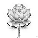 A lotus flower growing from the palm of a skeleton hand tattoo design idea
