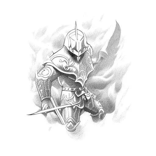 Depiction of a hero defeating a villain in an epic battle tattoo design idea