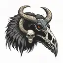 raven, ram skull tattoo design idea