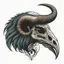 raven, ram skull tattoo design idea
