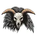 raven, ram skull tattoo design idea