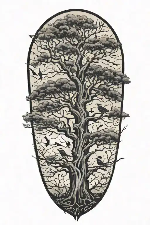 tree with birds sitting in it  tattoo design idea