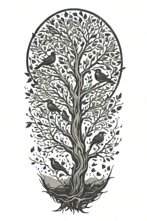 tree with birds sitting in it  tattoo design idea