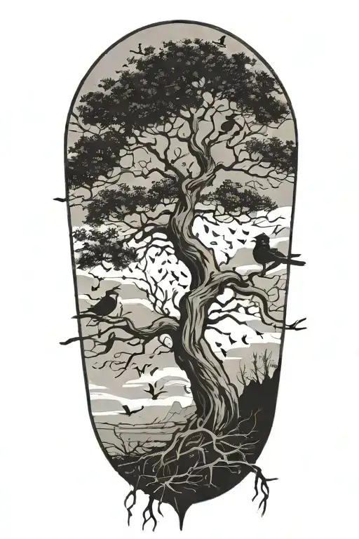 tree with birds sitting in it  tattoo design idea