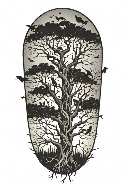 tree with birds sitting in it  tattoo design idea