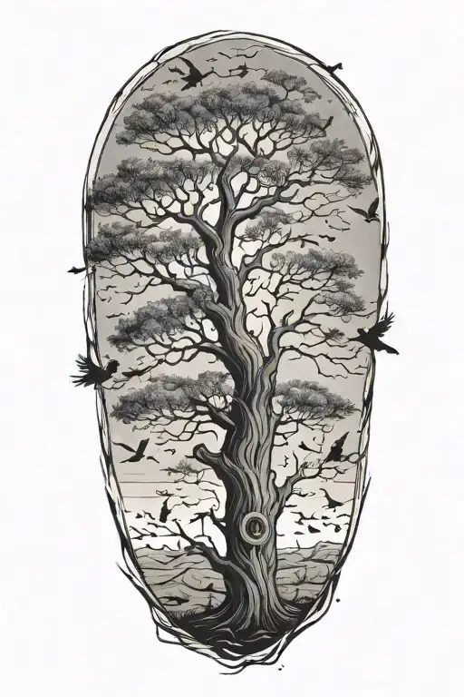 tree with birds sitting in it  tattoo design idea