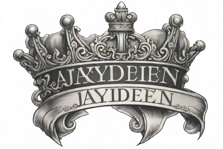 the name Jayden with a crown on top of the j on my hip above my v line tattoo design idea