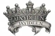 the name Jayden with a crown on top of the j on my hip above my v line tattoo design idea