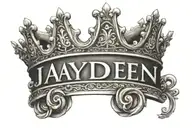 the name Jayden with a crown on top of the j on my hip above my v line tattoo design idea
