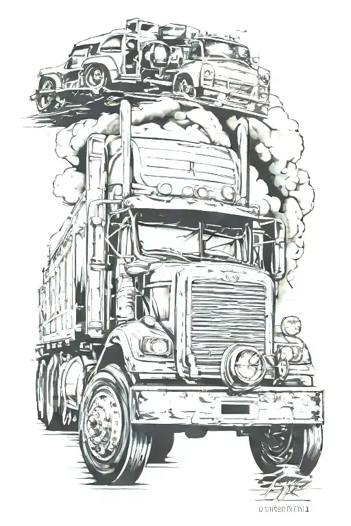 truck driver tattoo design idea