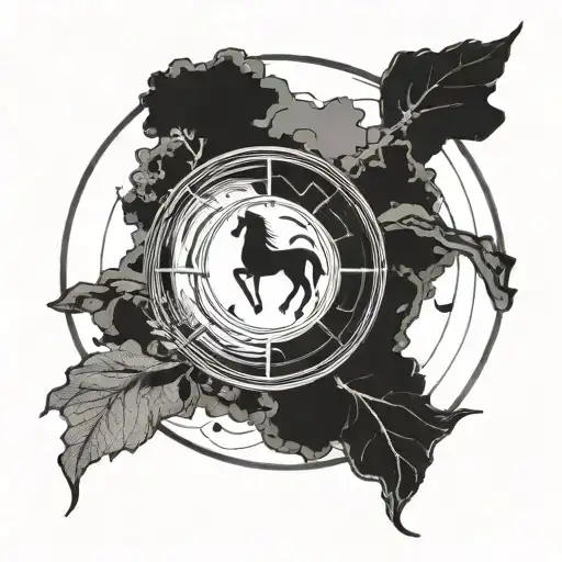 Sagittarius sign inside enso circle of life tattoo design idea