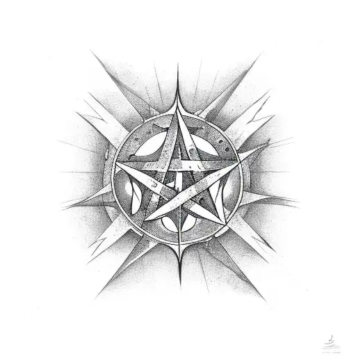 Brimstone symbol, with pentagram and souls tattoo design idea
