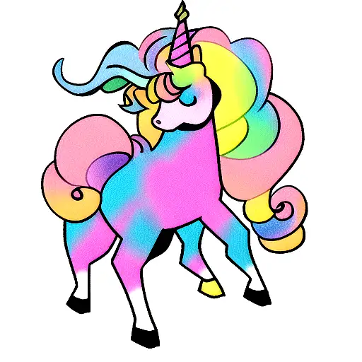 muscular unicorn  colorful tattoo design idea