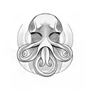 A blackwork tattoo of a stoic philosopher's face morphing into an octopus tattoo design idea