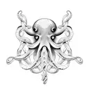 A blackwork tattoo of a stoic philosopher's face morphing into an octopus tattoo design idea