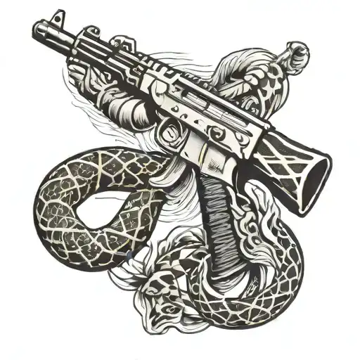 ak47 with a snake wrapped around it tattoo design idea