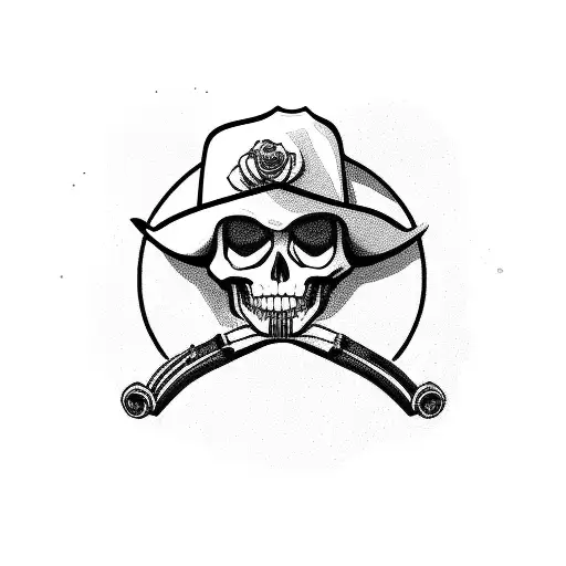 cowboy with revolver skeleton roses tattoo design idea