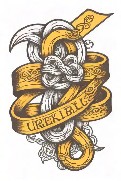 A chain link intertwined with a support ribbon, symbolizing the unbreakable bond of support in recovery tattoo design idea