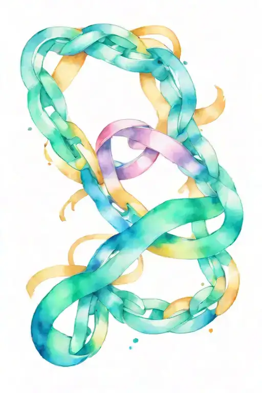 A chain link intertwined with a support ribbon, symbolizing the unbreakable bond of support in recovery tattoo design idea