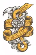 A chain link intertwined with a support ribbon, symbolizing the unbreakable bond of support in recovery tattoo design idea