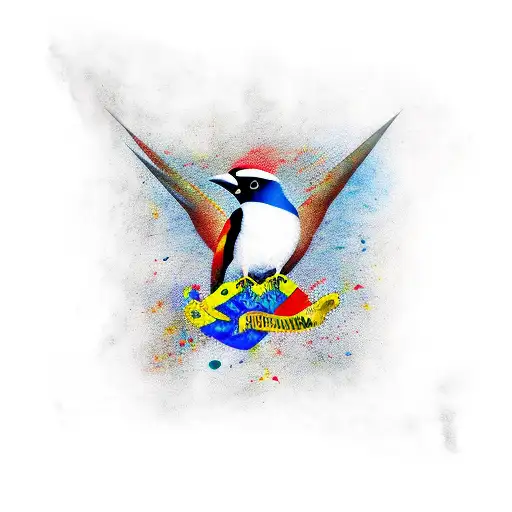 pájaro turpial con lo colores de la bandera de Venezuela de fondo  tattoo design idea