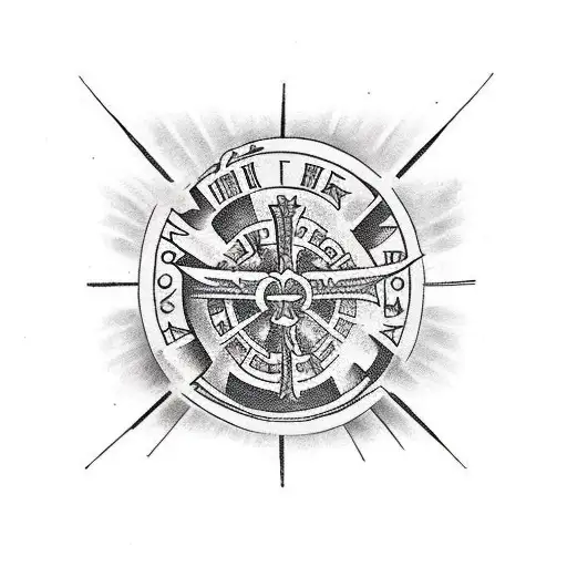 luke 1:37 in roman numerals with 2 crosses and birds flying above tattoo design idea