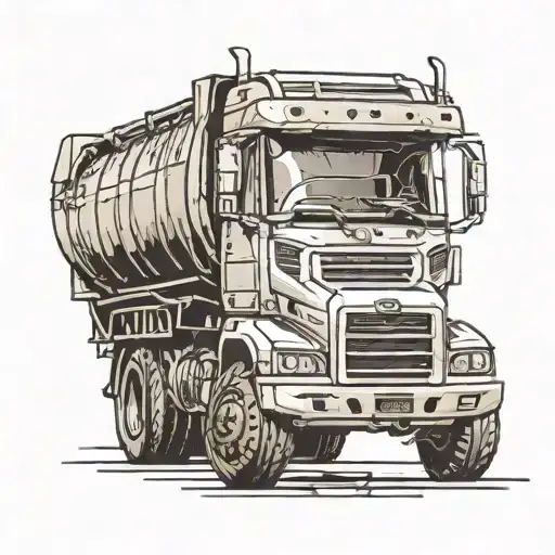 Euro truck with punctured tire tattoo design idea