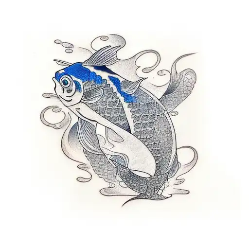 pez koi color tattoo design idea